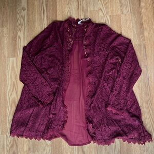 NWOT PINK BLUSH LACE CARDIGAN